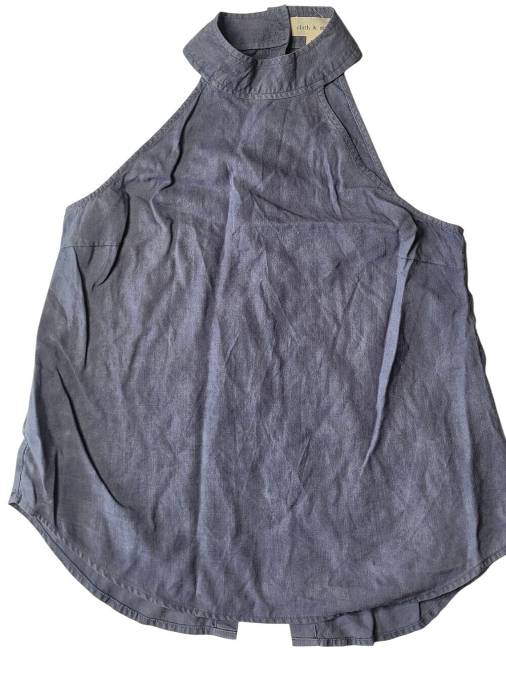 cloth & stone Slate Blue High-Neck Sleeveless Tank Tencel XS